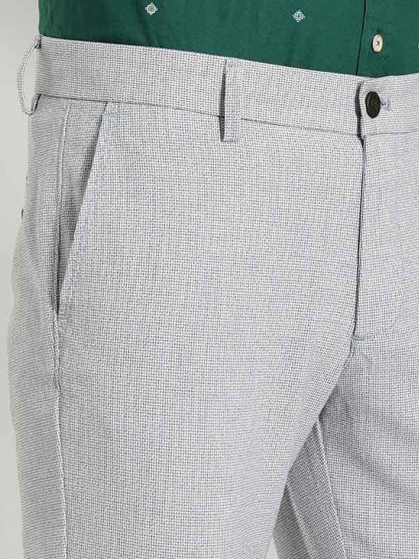 Indian Terrain Men's Slim Fit Self Design Navy Trousers